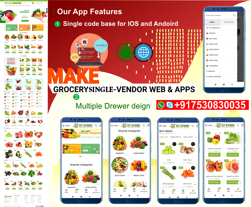 Make Grocery Website, Mobile App with Delivery Boy Apps